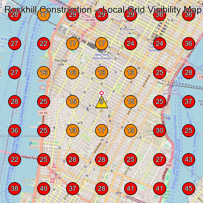 Rockhill Construction GeoGrid visibility map for Construction Company in New York